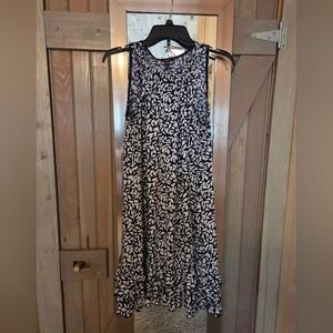 NWT MSK Navy and White Leaf Print Dress Sequin